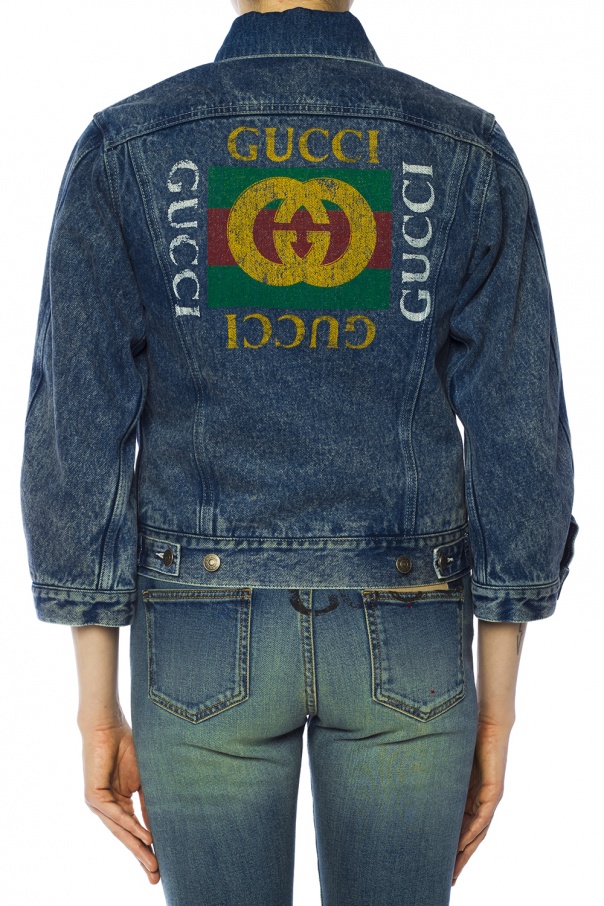 Blue Logo-printed denim jacket Gucci - Vitkac Canada